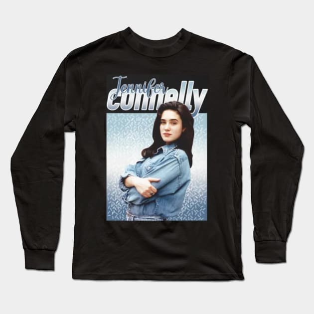 Jennifer Connelly // 80s Blue Vintage Aesthetic Style // T-Shirt Long Sleeve T-Shirt by Almer